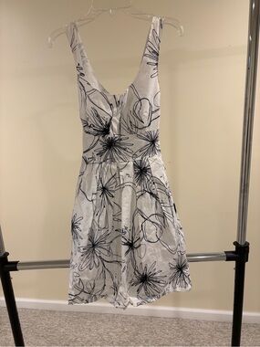 Snap White Mini Dress with Black Floral Sketch